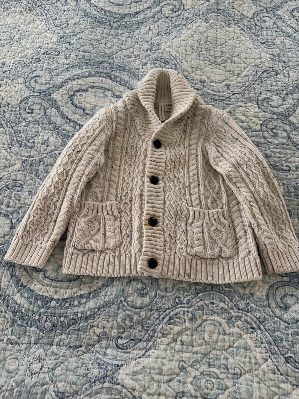 Janie and Jack Cream Cable Knit Button-Front Cardigan